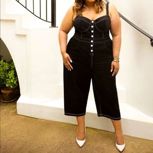 Eloquii Black with White stitching jumpsuit